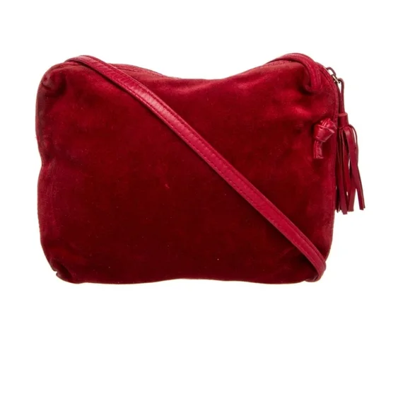 Bottega Veneta Authentic Red Suede Crossbody Bag - Picture 3 of 6